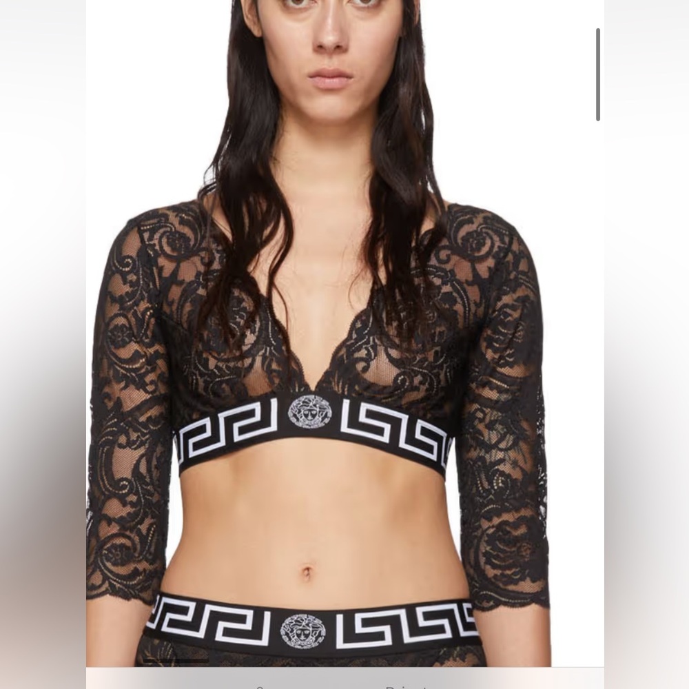 VERSACE UNDERWEAR
Black Lace Three-Quarter Sleeve
Medusa Bra